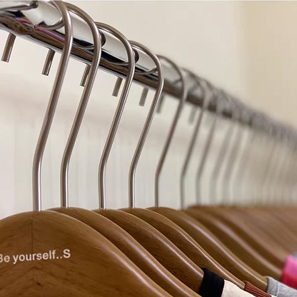 Premium Wooden Hangers Set - Brown Oak Adult Clothes Hangers with Custom Logo