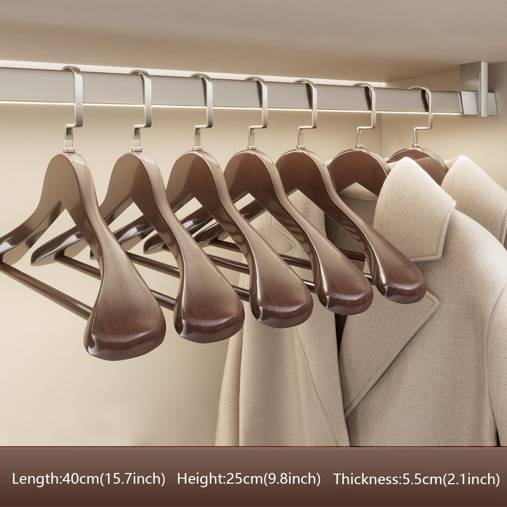 Premium Wooden Hangers with Bar - Non-Slip Wide Shoulder Hotel Boutique Display