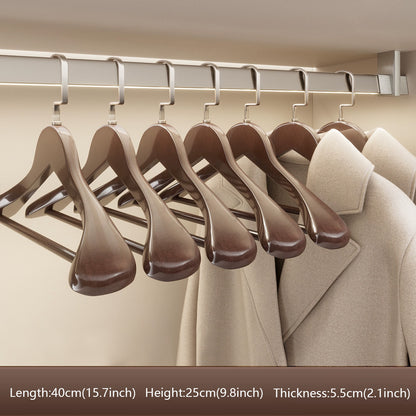 Premium Wooden Hangers with Bar - Non-Slip Wide Shoulder Hotel Boutique Display