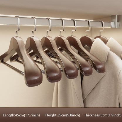 Premium Wooden Hangers with Bar - Non-Slip Wide Shoulder Hotel Boutique Display