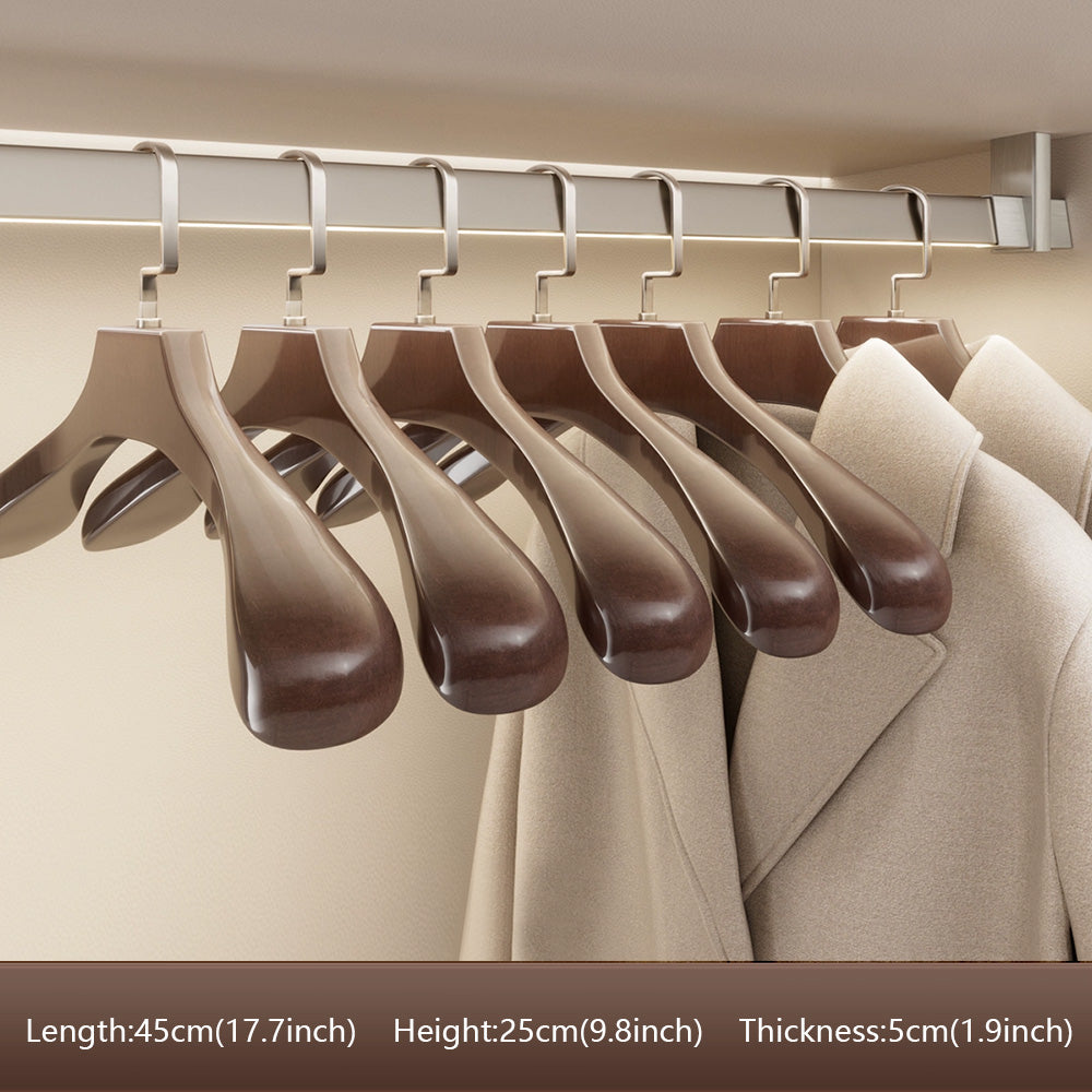 Premium Wooden Hangers with Bar - Non-Slip Wide Shoulder Hotel Boutique Display