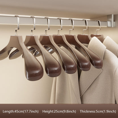 Premium Wooden Hangers with Bar - Non-Slip Wide Shoulder Hotel Boutique Display
