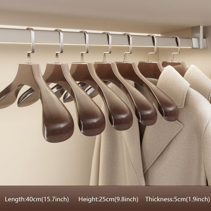 Premium Wooden Hangers with Bar - Non-Slip Wide Shoulder Hotel Boutique Display