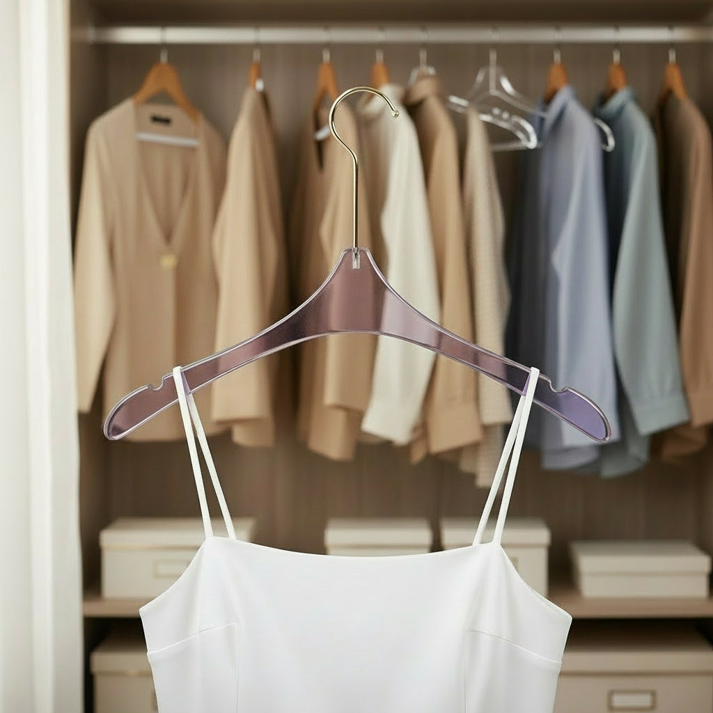 Purple Acrylic Clothes Hanger - Premium Long Hook for Dresses, Skirts & Pants Display