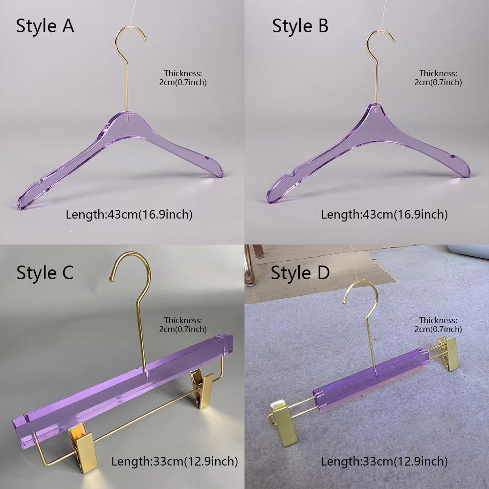 Purple Acrylic Clothes Hanger - Premium Long Hook for Dresses, Skirts & Pants Display