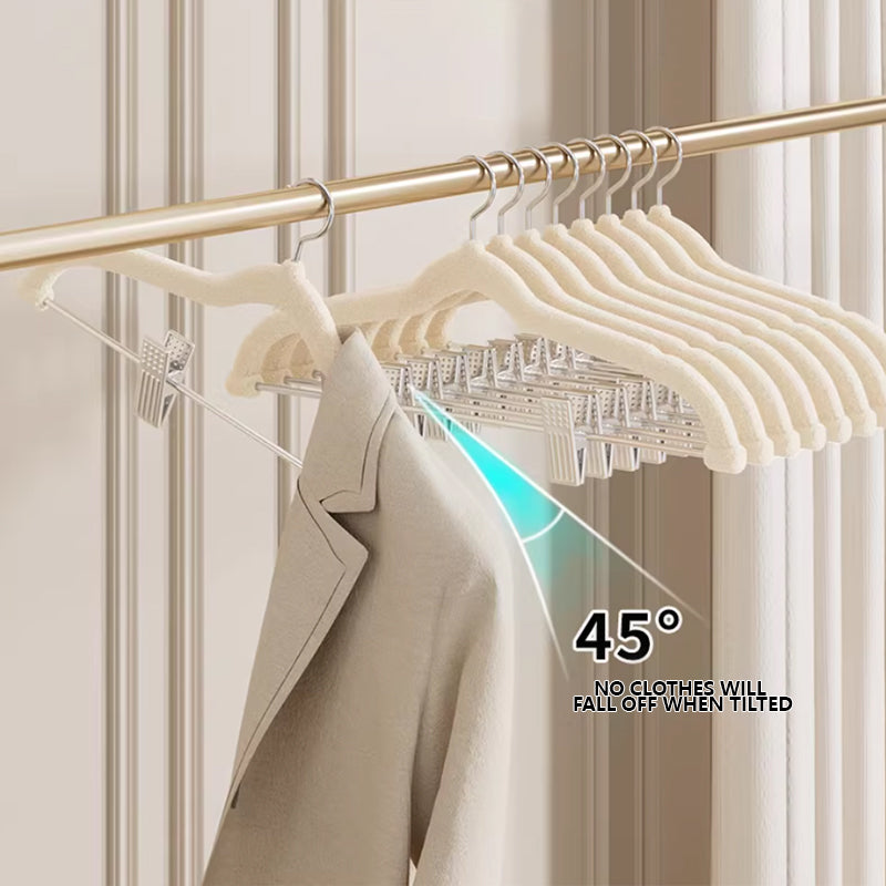 Space-Saving Velvet Hangers with Clips - Ultra Thin Non-Slip Hangers for Delicate Wear