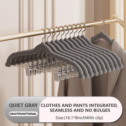Space-Saving Velvet Hangers with Clips - Ultra Thin Non-Slip Hangers for Delicate Wear