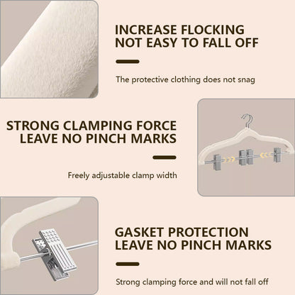 Space-Saving Velvet Hangers with Clips - Ultra Thin Non-Slip Hangers for Delicate Wear