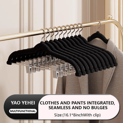Space-Saving Velvet Hangers with Clips - Ultra Thin Non-Slip Hangers for Delicate Wear