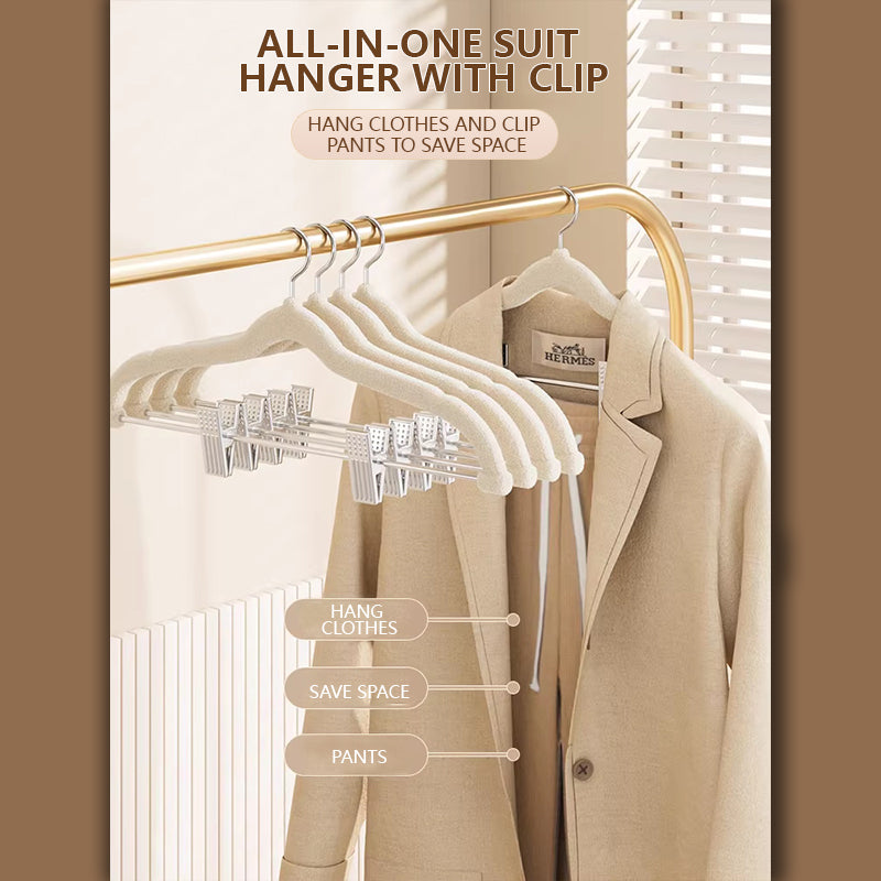 Space-Saving Velvet Hangers with Clips - Ultra Thin Non-Slip Hangers for Delicate Wear