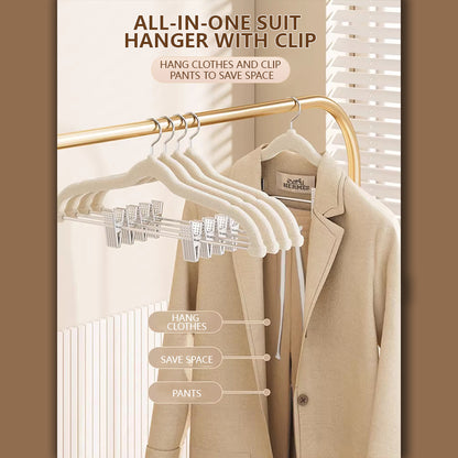 Space-Saving Velvet Hangers with Clips - Ultra Thin Non-Slip Hangers for Delicate Wear