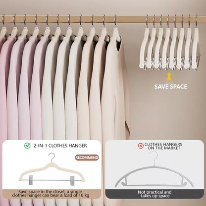 Space-Saving Velvet Hangers with Clips - Ultra Thin Non-Slip Hangers for Delicate Wear