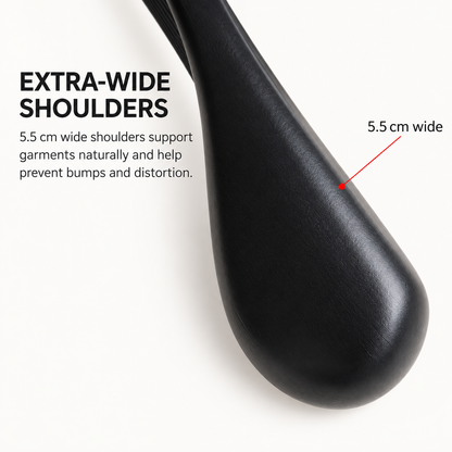 Luxury Solid Wood Wide Shoulder Suit Hangers with Non-Slip Trouser Bar
