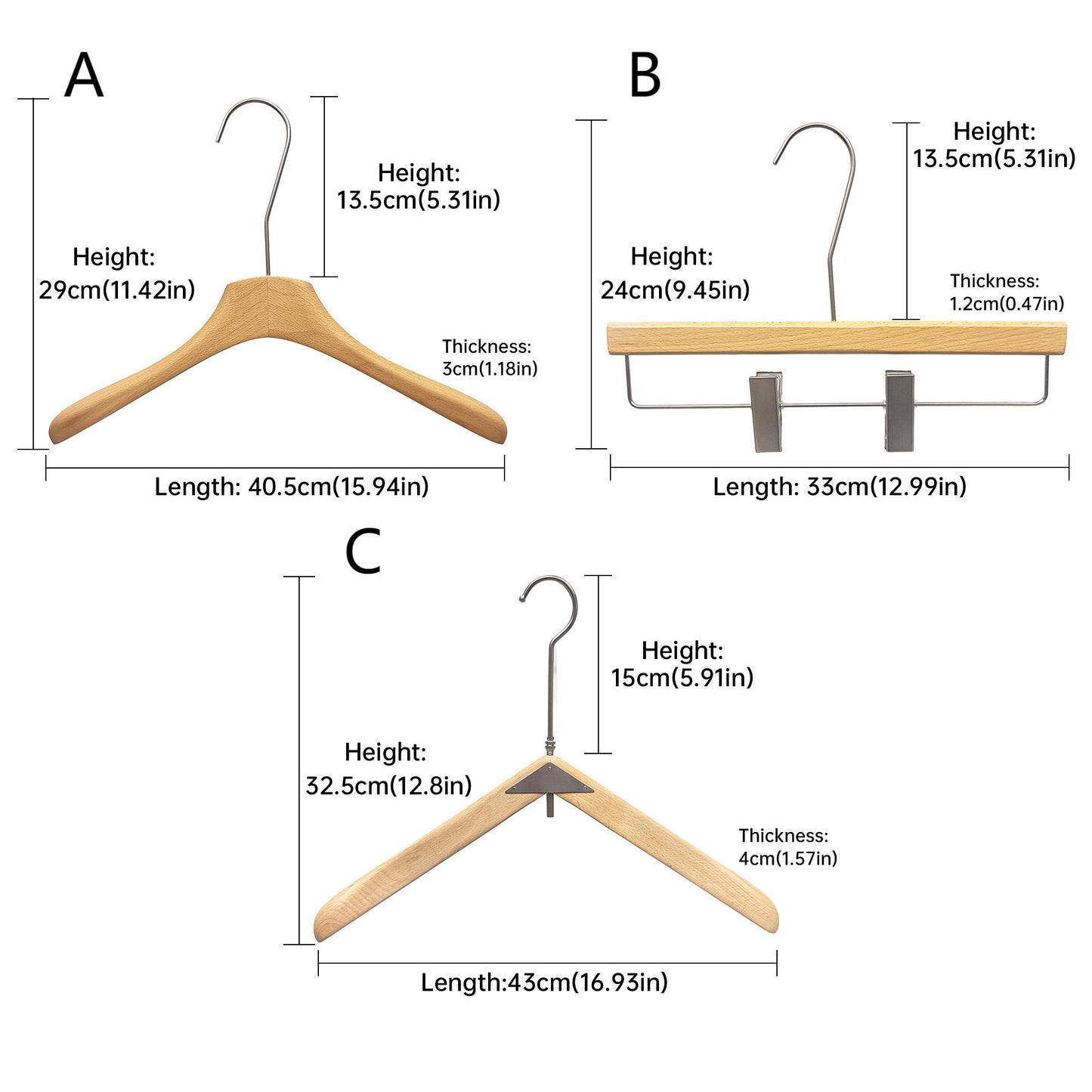 Premium Solid Beech Wood Hangers – Lacquered Coat, Pants & Suit Hangers for Closet Organization