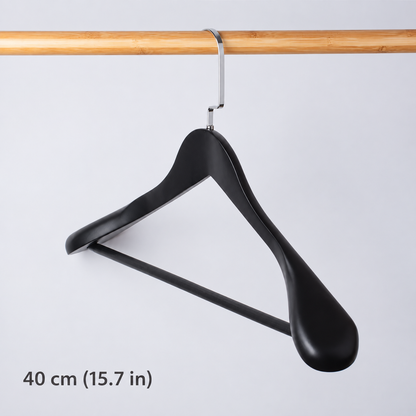 Luxury Solid Wood Wide Shoulder Suit Hangers with Non-Slip Trouser Bar
