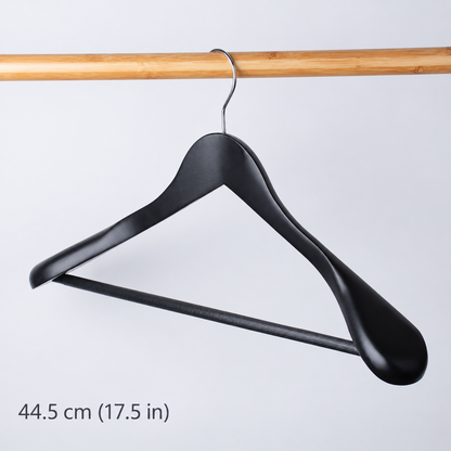 Luxury Solid Wood Wide Shoulder Suit Hangers with Non-Slip Trouser Bar