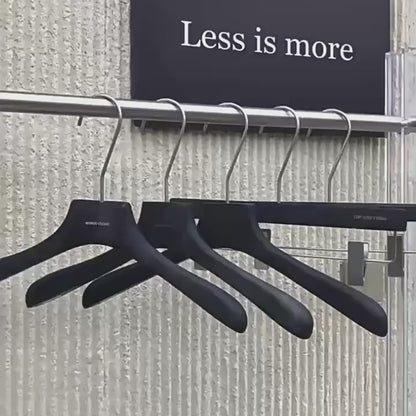 Custom Logo Black Oak Wooden Hangers with Clips for Boutique Stores