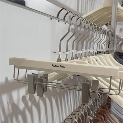 Wood Grain Resin Hangers for Pants – Non-Slip Metal Clips, Heavy Duty ABS