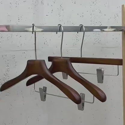 Walnut Beech Wood Hangers Wholesale – Suit & Pants Hangers with Clips