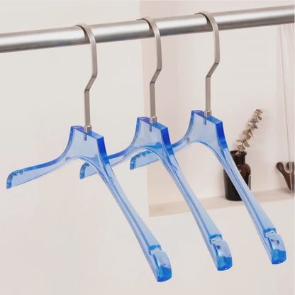 Premium Blue Acrylic Clothes Hanger with Pants Clip - Durable Unisex Store Display