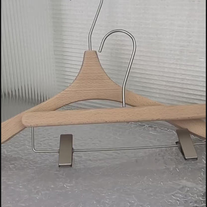 Wide Shoulder Beech Wood Hangers with Pants Bar – Natural Wood Suit Hangers