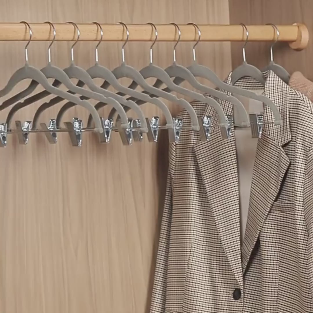 Space-Saving Velvet Hangers with Clips - Ultra Thin Non-Slip Hangers for Delicate Wear-4