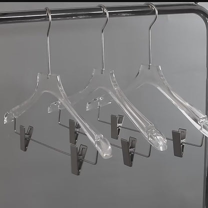 Clear Acrylic Suit Hanger with Clips - Premium Display for Complete Outfit & Pants, 50 PCS