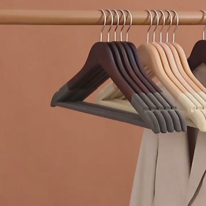 Premium Flocked Wooden Hangers - Non-Slip for Boutique & Home Closet Storage
