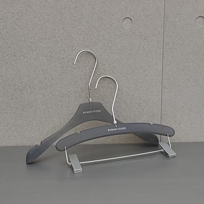 Matte Black Acrylic Hangers for Women with Clips | Custom Logo, 50 PCS