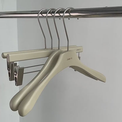 Matte Gray Wooden Hangers Non-Slip | Clothes & Pants Hanger 4 Styles