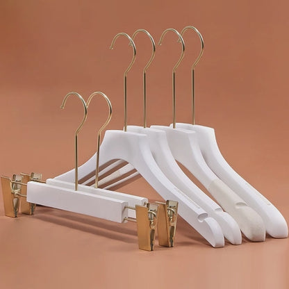 Premium Velvet Wooden Hangers for Women - Non-Slip White Hanger Set Custom Logo