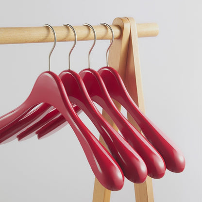 Women's Boutique Red Wooden Hangers - Wide Shoulder for Dresses Coats & Tops
