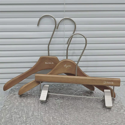 Walnut Oak Children's Hangers Set - Boutique Quality with Logo Customization