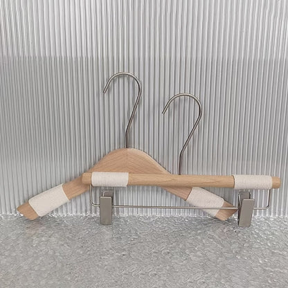 Non-Slip Beech Wood Hangers with Clips for Boutique Custom Logo Available
